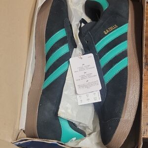 Adidas Gazelle Black and Teal Sneakers